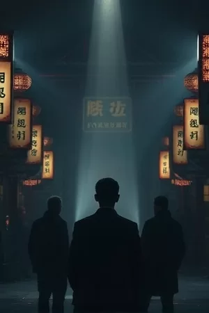 铁皮月亮竖版海报：废旧工厂上方悬着巨大的金属圆盘